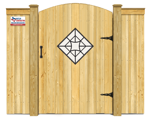 Decorative metal accent over window  - Custom Wood Gate