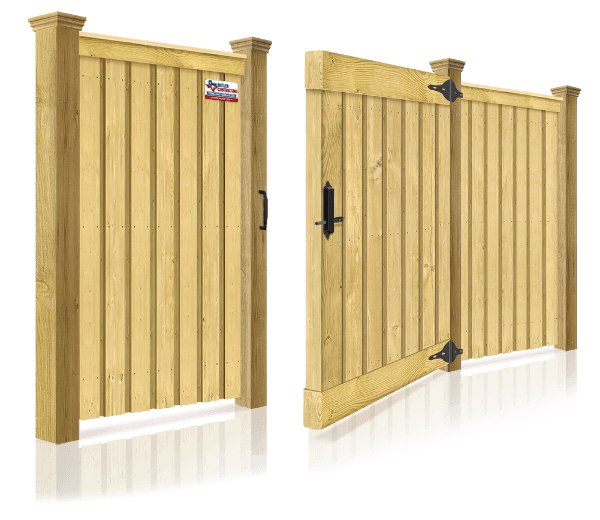 example of a wood fence gate in Bastrop County